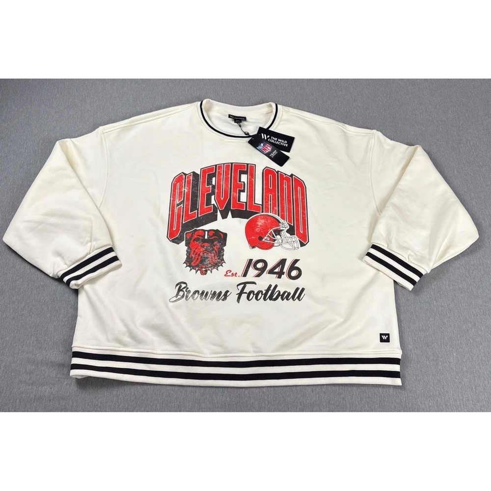 Women's Cleveland Browns‎ The Wild Collective Cream Oversized Sweatshirt 2XL NFL